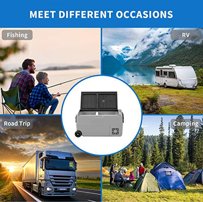  Dual Zone 38 Quart Portable Car Fridge (-4°F To 68°F) 12 Volt Freezer Refrigerator For Vehicle, Home, Outdoor