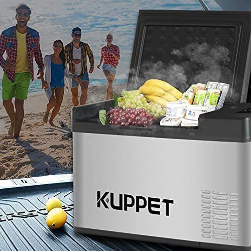 N/A 20Qt Fridge/Vehicle Refrigerator-Car Freezer/ Portable Refrigerator/ Dual Temperature Electric Cooler For Camping, Beach Party, Travel, Picnic Outdoor - 12/24V DC And 100-240V AC, -4°F ~ 68°F(Silver And Black)