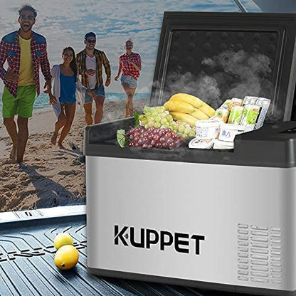 N/A 20Qt Fridge/Vehicle Refrigerator-Car Freezer/ Portable Refrigerator/ Dual Temperature Electric Cooler For Camping, Beach Party, Travel, Picnic Outdoor - 12/24V DC And 100-240V AC, -4°F ~ 68°F(Silver And Black)