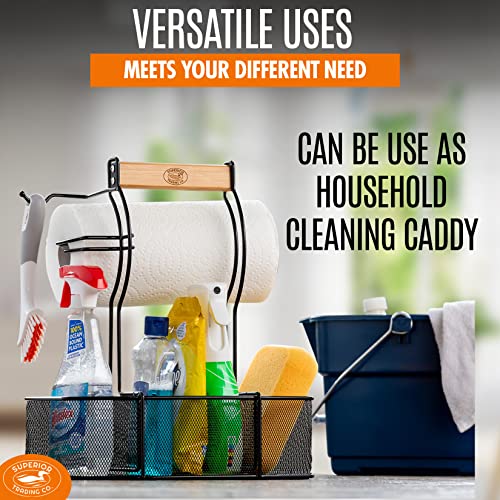  Teel Caddy For Organizing Paper Towels, Condiments, Tools For Grill, BBQ, Picnics, Household Cleaning, Garage, Cars Caddy, Black, Large