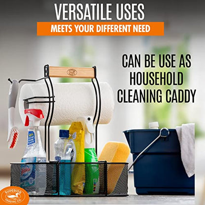  Teel Caddy For Organizing Paper Towels, Condiments, Tools For Grill, BBQ, Picnics, Household Cleaning, Garage, Cars Caddy, Black, Large