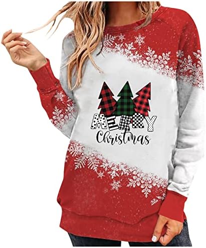  Womens Causal Loose Crewneck Cute Fashion Christmas Print Long Sleeve Sweatshirts Loose Tops Pullover Top Streetwear
