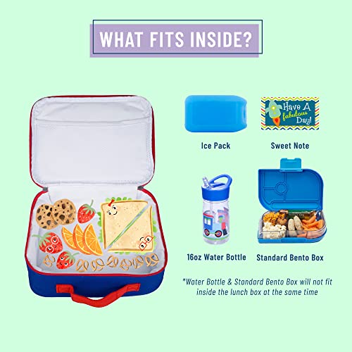 Kids Insulated Embroidered Lunch Box Bag For Boys & Girls, Measures 10 X 7.5 X 4 Inches Lunch Box For Kids, Ideal For Packing Hot Or Cold Snacks For School & Travel (Robot)