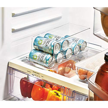  BPA-Free Plastic Water Bottle And Drink Holder Fridge Organizer Bin For Kitchen, Basement, Garage Fridge – 13.7" X 5.4" X 4.1", Clear Plastic, Set Of 1