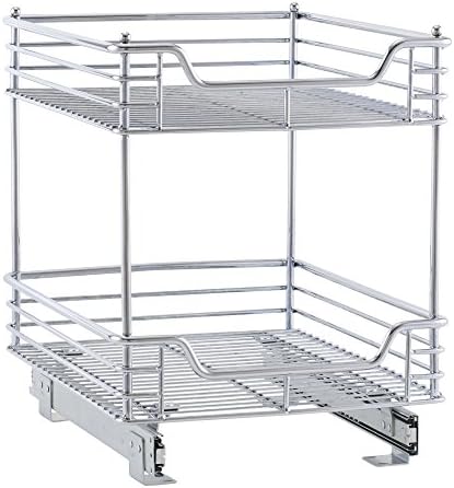  2 Tier Sliding Cabinet Organizer, Easy Glide Cabinet Shelf Organizer C4262-1