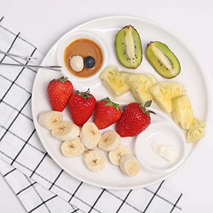  Fondue Sauce Plates Set Of 4, 9.84 Inch Round Ceramic Fondue Dishes With Dipping Saucer For Serving Fondue Food, Sauce And Condiments, Microwave Dishwasher Safe