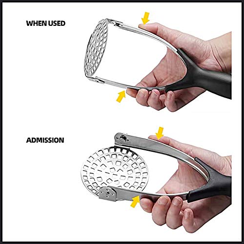  Clever Monster Stainless Steel Potato Masher - Heavy Duty With Garlic Press, Cooking And Kitchen Gadget - Convenient For Making Mashed Potatoes, Vegetables And Fruits