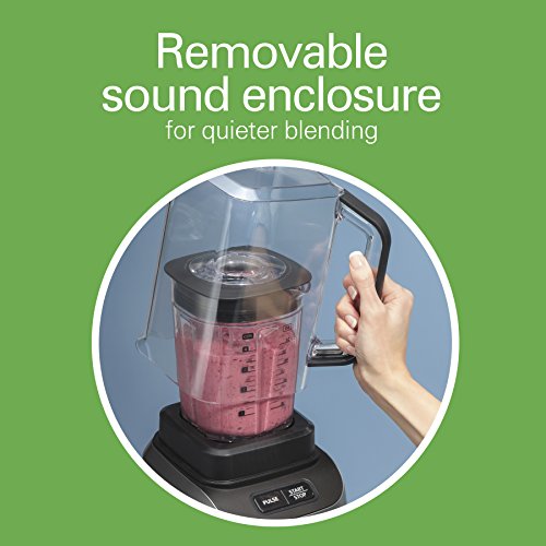  Quiet Shield Blender, 1500W, 32oz BPA Free Jar, 4 Programs & Variable Speed Dial For Puree, Ice Crush, Shakes And Smoothies, Silver (58870)