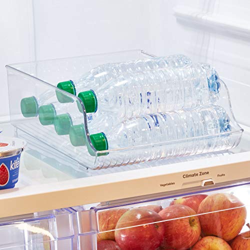  Plastic Refrigerator And Freezer Storage Organizer Bin Water Bottle And Drink Holder For Kitchen, Basement, Garage Fridge, BPA-Free, Clear