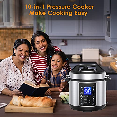  6 QT Electric Pressure Cooker, 14 One Touch Programs Electric Cooker, Slow Cooker, Rice Maker, Saute Pan, Yogurt Maker, Stainless Steel Multicooker