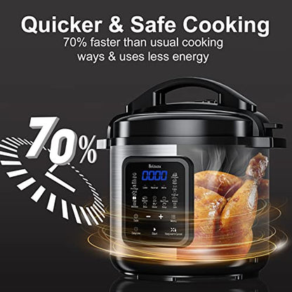  Electric Pressure Cooker 9-in-1, 6-qt Multi-Functional Built-in Programs Pressure Pot, 10+ Safety-Features Multicooker, Slow Cooker, Rice Cooker, Steamer, Sauté, Yogurt Maker, Warmer & Sterilizer W/ Measuring Cup & Stainless Steel Rack