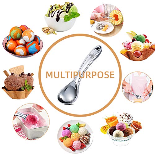  Heavy Duty Ice Cream Scoop, Commercial Ice Cream Scoop With Hook Longer Professional Antifreeze-Metal Easy-Grip Unbreakable,High Qality Zinc Alloy