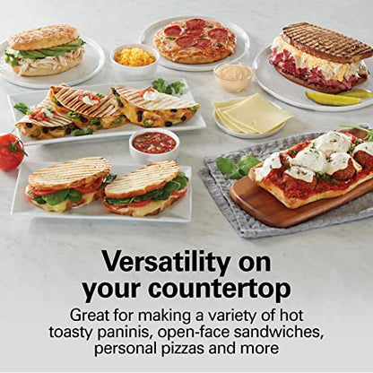 Hamilton Beach Electric Panini Press Grill With Locking Lid, Opens 180 Degrees For Any Sandwich Thickness, Nonstick 8" X 10" Grids, Red (25462Z)