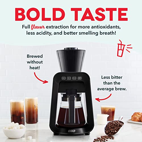 Dash Rapid Cold Brew Maker With VacuPress™ Technology With Glass Carafe For 40 Ounces Of Instant Fresh Cold Brew Coffee Or Iced Tea