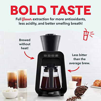 Dash Rapid Cold Brew Maker With VacuPress™ Technology With Glass Carafe For 40 Ounces Of Instant Fresh Cold Brew Coffee Or Iced Tea