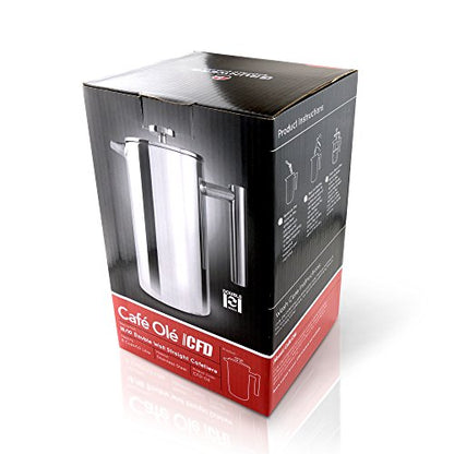  E CFD-03 Stainless Steel Cafetiere, Mirror, 3 Cup