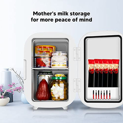  Mini Fridge,6L Mini Refrigerator Portable Dual Purpose Cooler Warmer Small Fridge For Skincare, Foods, Medications, Bedroom, Travel US Plug 110V Pink