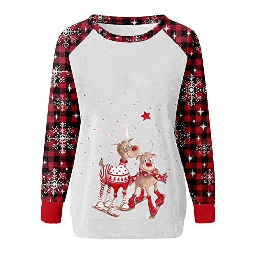  Crewneck Sweatshirts For Women Fall Plus Size Sweatshirts Long Sleeve Christmas Print Crew Neck Pullover Top Fall