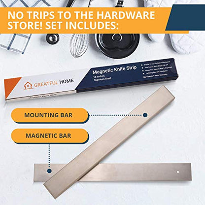  Magnetic Knife Holder For Wall - 16 Inch Powerful Stainless Steel Kitchen Knife Magnetic Strip - Use As Magnetic Knife Holder, Knife Organizer, Knife Rack, Knife Bar And Tool Holder By Greatful Home