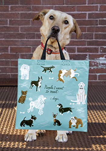  Blue Q Shopper ~ People I Want To Meet: Dogs. Reusable Grocery Bag, Sturdy, Easy-to-clean, Perfect For Dog Lovers, 15"h X 16"w X 6"d, Made From 95% Recycled Material.
