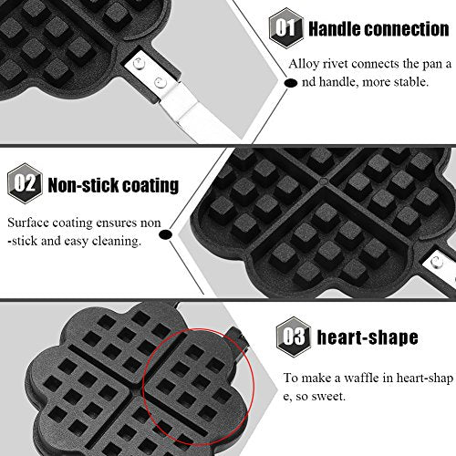  Affle Maker, Egg Waffle Iron Heart Shape Household Kitchen Gas NonStick Waffle Maker Pan Mould Mold Press Plate Baking Tool Baking Pan Frying Mold Kitchen Accessori
