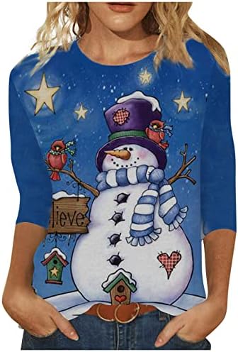  Womens 2022 Fall Fashion Tops Fall Loose Tops Christmas Print Long Sleeve Sweatshirts Plus Size Pullover Top Fall