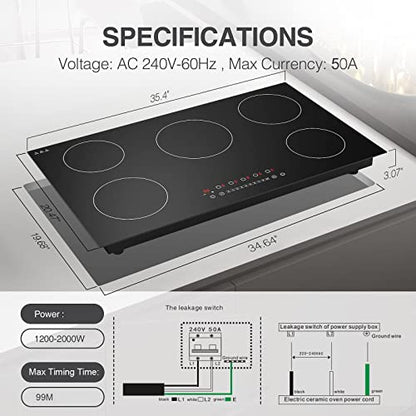  VBGK Induction Cooktop, Electric Stove Burner,Built-in And Countertop Electric Stove Top, LED Touch Screen,9 Heating Level, Timer & Kid Safety Lock, Touch Control
