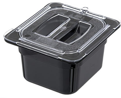  3068403-E Plastic Food Pan, 1/6 Size, 4 Inches Deep, Black
