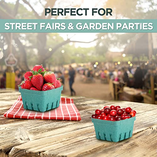  [44 Pack] Quart Green Molded Pulp Fiber Berry Basket Produce Vented Container For Fruit And Vegetable, Farmer Market, Grocery Stores And Backyard Party