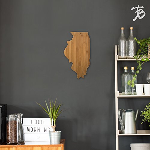  Serving And Cutting Board Illinois State Shaped, Natural Bamboo