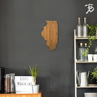  Serving And Cutting Board Illinois State Shaped, Natural Bamboo
