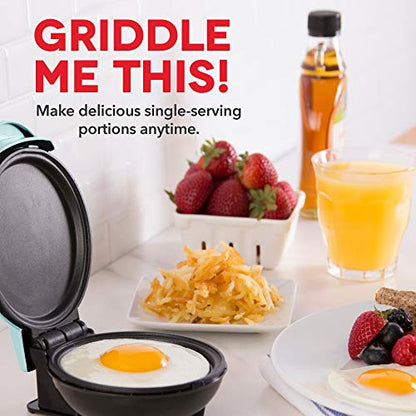 Dash Mini Maker Electric Round Griddle & Other On The Go Breakfast, Lunch & Snacks With Indicator Light + Included Recipe Book - Aqua,4 Inch & Mini Maker, Hash Browns, Keto Chaffles, 4 Inch, Black