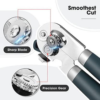  Can Opener Manual, Can Opener With Magnet, Hand Can Opener With Sharp Blade Smooth Edge, Handheld Can Openers With Big Effort-Saving Knob, Can Opener With Multifunctional Bottles Opener