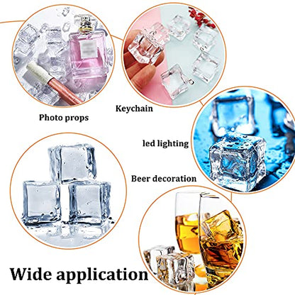  100 Pcs 20mm Clear Fake Ice Cubes,Square Acrylic Crystal Fake Ice Cubes Display For Home Decoration Wedding Centerpiece Vase Fillers,Photography Props And Kitchen Decoration