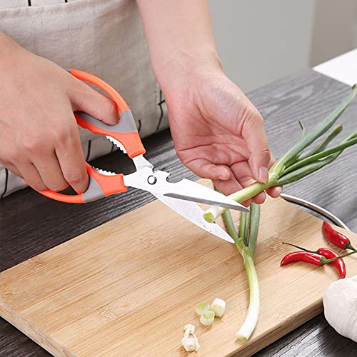  Kitchen Shears Ultra Sharp Stainless Steel Multifunctional Stainless Steel Kitchen Detachable Shears Heavy Duty Meat Scissors Fish Herbs Stainless Steel Kitchen (As Shown, One Size)