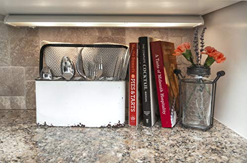  Farmhouse Metal Storage Caddy With 6 Compartments And Handle, Distressed White And Black