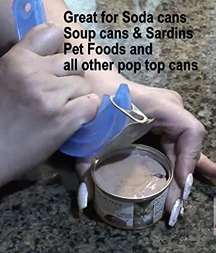  2 Easy Safe Ring Pull CAN OPENER Protects Nails Arthritis Hands Helper By ALAZCO RED & BLUE