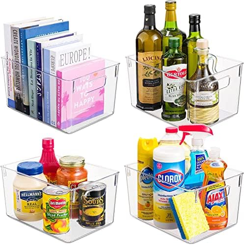  Set Of 6 Plastic Refrigerator Organizer Bins, Clear Stackable Food Storage Bins For Fridge, Freezer, Kitchen Cabinet, Pantry Organization, BPA Free Fridge Organizer
