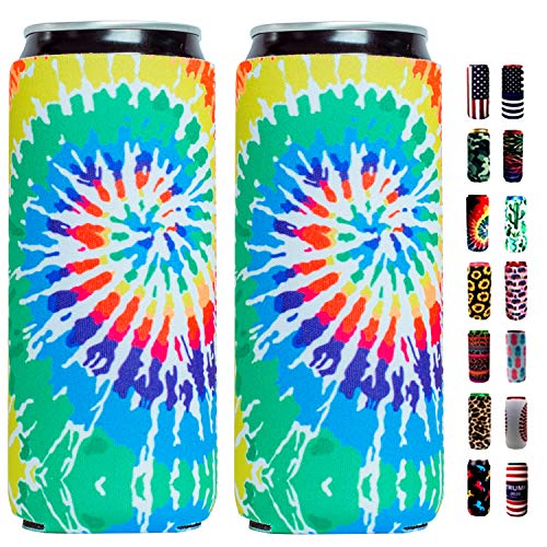  Silicone Can Sleeve Bottle Insulator Sleeve Set Of 4 Can Beverage Coolers For 12oz Energy Drink & Beer Cans (Kiwi)