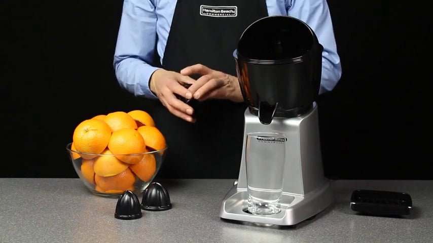  Proctor Silex Commercial 66900 Electric Citrus Juicer, 3 Reamer Sizes For Oranges, Lemons, Limes And Grapefruits, Removable Bowl, Strainer, Splashguard, Drip Tray, Black/Grey