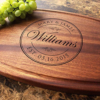  Personalized Wood Engraved Cutting Board Straga (Round Stamp Design No.001)