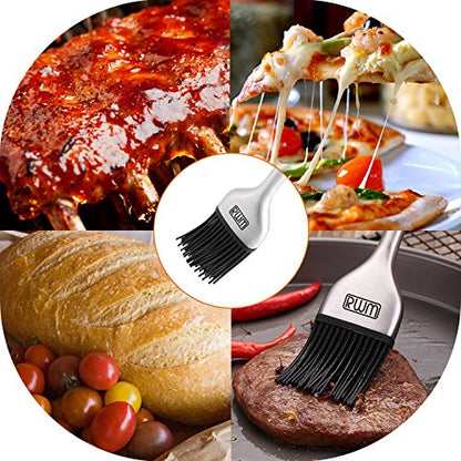  Basting Brush - Grilling BBQ Baking, Pastry And Oil Stainless Steel Brushes With Back Up Silicone Brush Heads(Orange) For Kitchen Cooking & Marinating, Dishwasher
