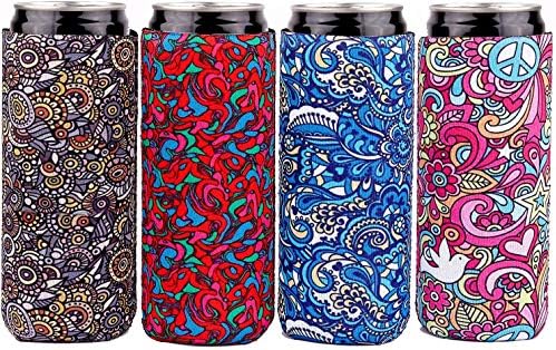  Silicone Can Sleeve Bottle Insulator Sleeve Set Of 4 Can Beverage Coolers For 12oz Energy Drink & Beer Cans (Kiwi)