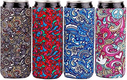  Silicone Can Sleeve Bottle Insulator Sleeve Set Of 4 Can Beverage Coolers For 12oz Energy Drink & Beer Cans (Kiwi)