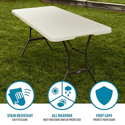 Lifetime 80753 Fold In Half Light Commercial Table, 6 Feet, Almond