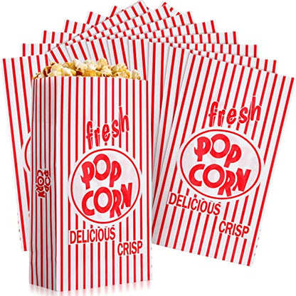  Paper Popcorn Bags 2 Oz Popcorn Bags Individual Servings Red And White Striped Popcorn Bags For Popcorn Machine Movie Nights Birthday Carnival Party Supplies (200 Pcs)