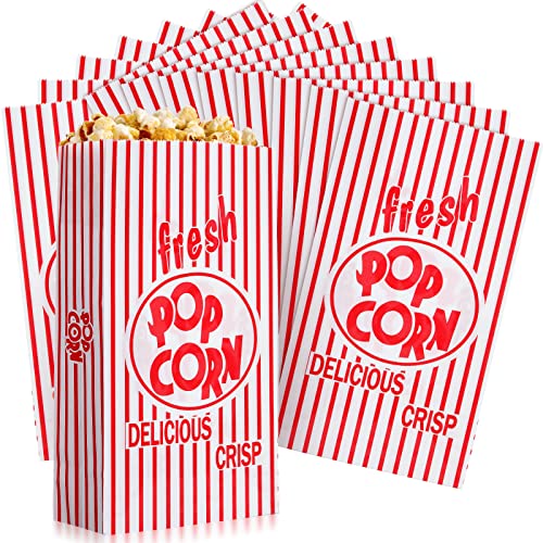  Paper Popcorn Bags 2 Oz Popcorn Bags Individual Servings Red And White Striped Popcorn Bags For Popcorn Machine Movie Nights Birthday Carnival Party Supplies (200 Pcs)
