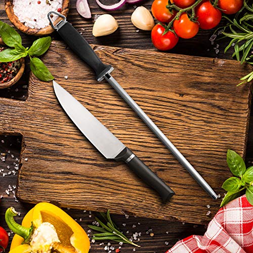  Uperior Knife Sharpening Rod, 12 Inch Professional Diamond Brushed Sharpening Steel