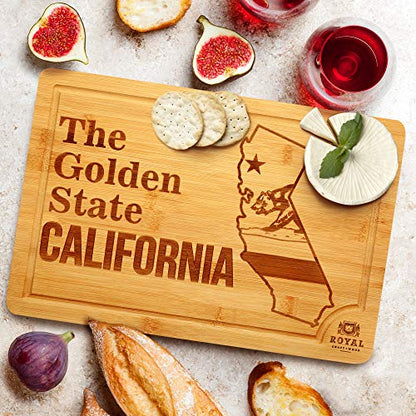  Bamboo State Cutting Board For Kitchen – California Cheese Board, Charcuterie Platter & Serving Tray, (15" X 10")