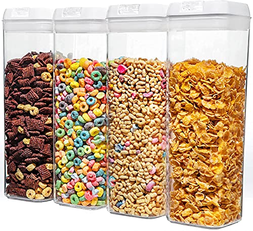  Umyton Airtight Food Storage Containers - 4Pcs - Pantry Organization And Storage- BPA-Free - Cereal Containers Storage Set - For Cereal, Corn Flakes, Pasta, Spaghetti, Sugar & Flour